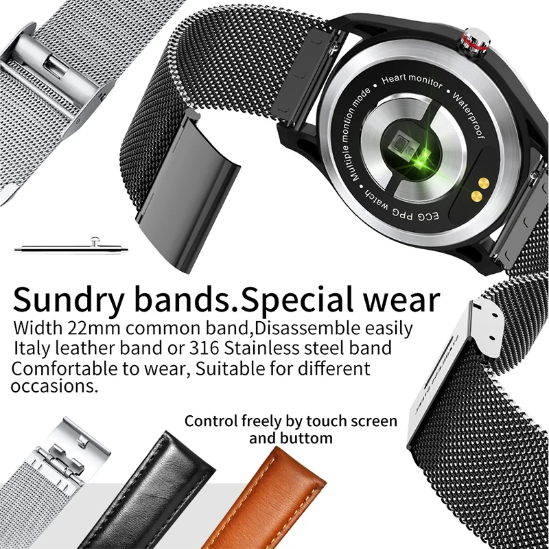 

New ECG+PPG Smart Watch Blood Pressure Heart Rate Monitor IP68 Waterproof 8 Multi-Sport Modes Smartwatch For Men Women PK N58