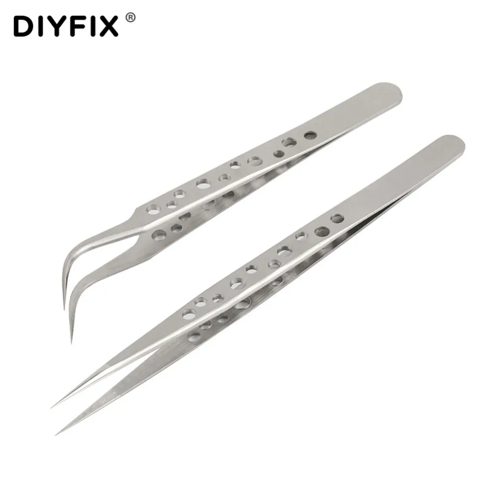 Набор пинцетов DIYFIX из нержавеющей стали 2 шт.|electronic tweezers|tweezers settweezers set stainless steel |