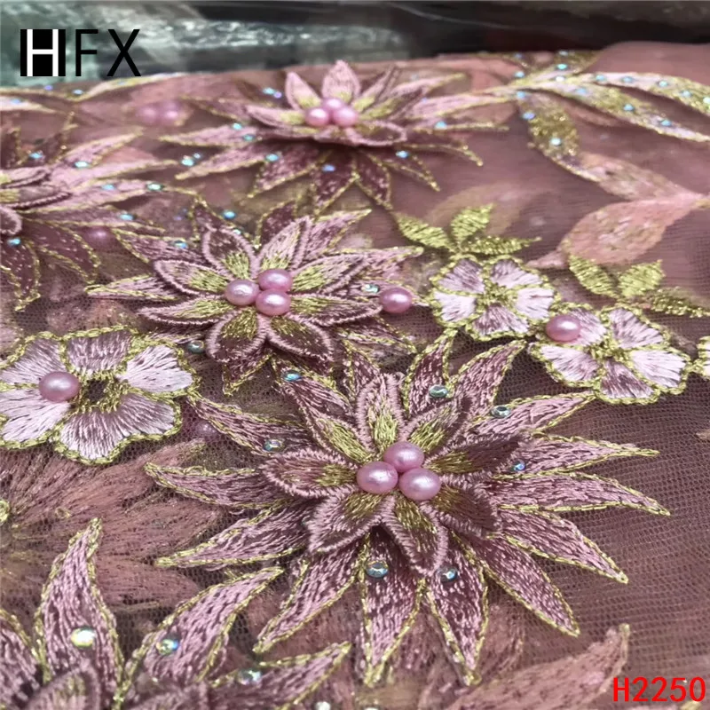 HFX 2019 новый стиль французская сетчатая кружевная ткань 3D цветок в африканском