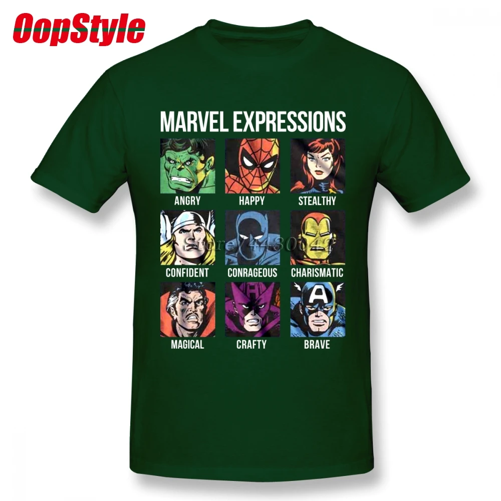 Забавная футболка Marvel Expressions для мужчин Прямая поставка летняя хлопковая с