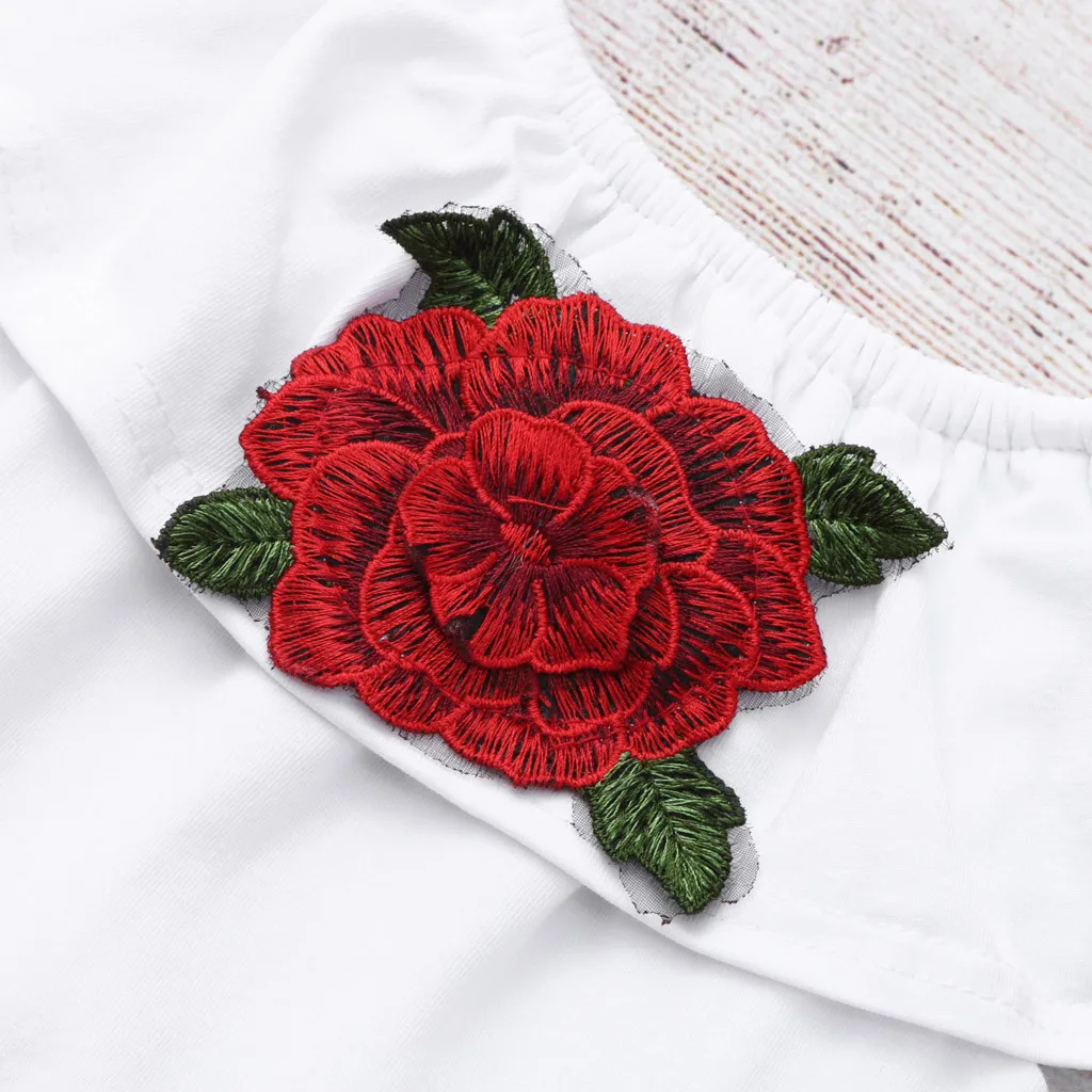 Новинка лета 2019 модный топ с открытыми плечами для маленьких девочек цветочной