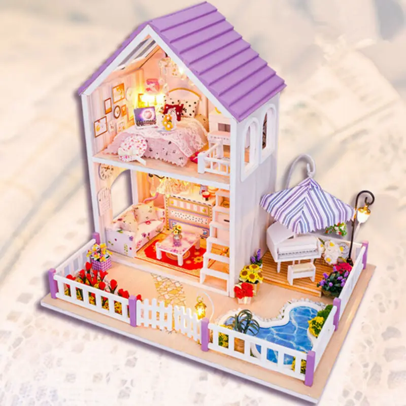 Новинка деревянный кукольный домик сделай сам с мебелью романтический