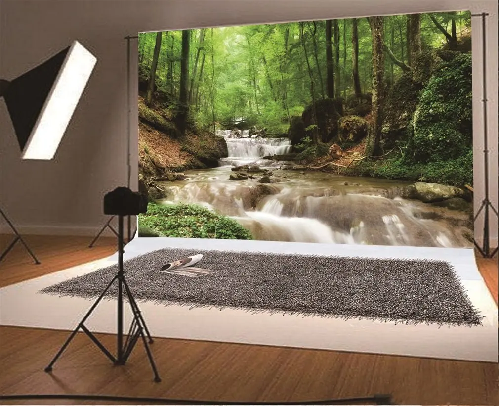 Photography Backdrop Nature Jungle Trees Cascade Grass Field Travel Photo Background | Электроника