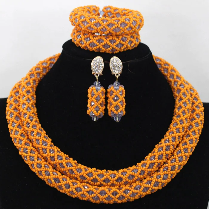 Очаровательные оранжевые нигерийские Свадебные африканские бусины набор