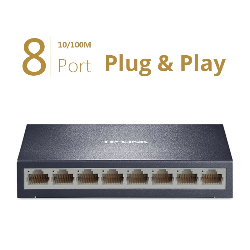 Сетевой коммутатор RJ45 LAN 10/100 Мбит/с настольный Ethernet полнодуплексный 8 портов для