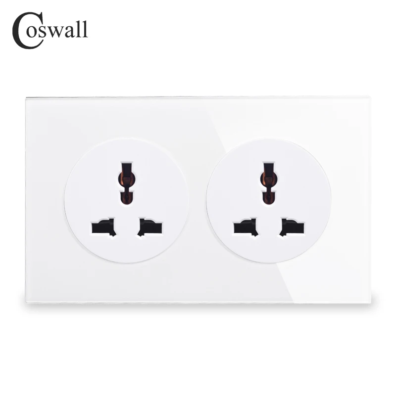 Панель из закаленного стекла Coswall 13 А двойная универсальная настенная розетка с