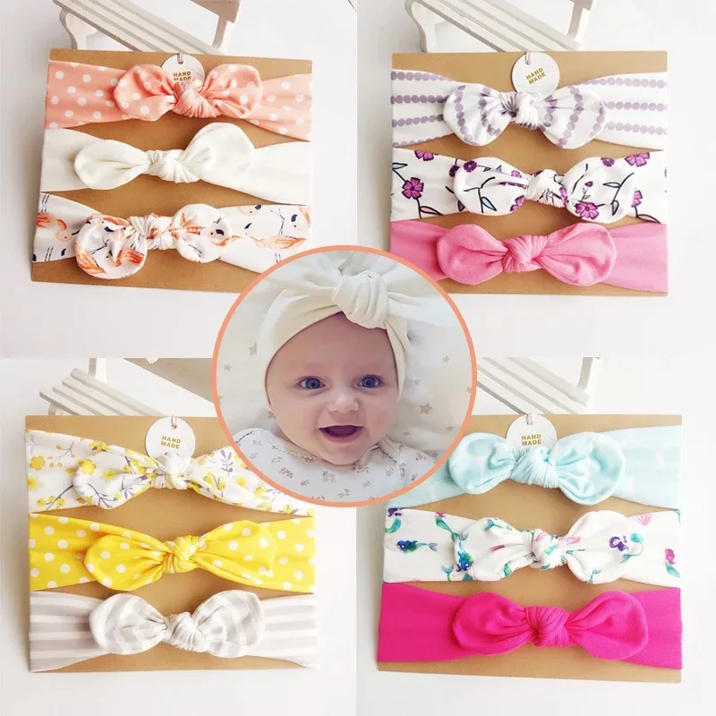 3pcs/lot baby girl headband for newborn babies hair band elastic accessories cotton headwear | Детская одежда и обувь - Фото №1