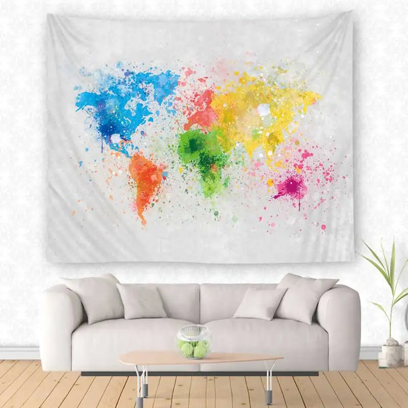 Color 9 Lannidaa карта мира гобелен домашний Декор настенный маленький большой черный белый синий декоративный хиппи настенный гобелен ткань одеяло - Цвет: Color 9