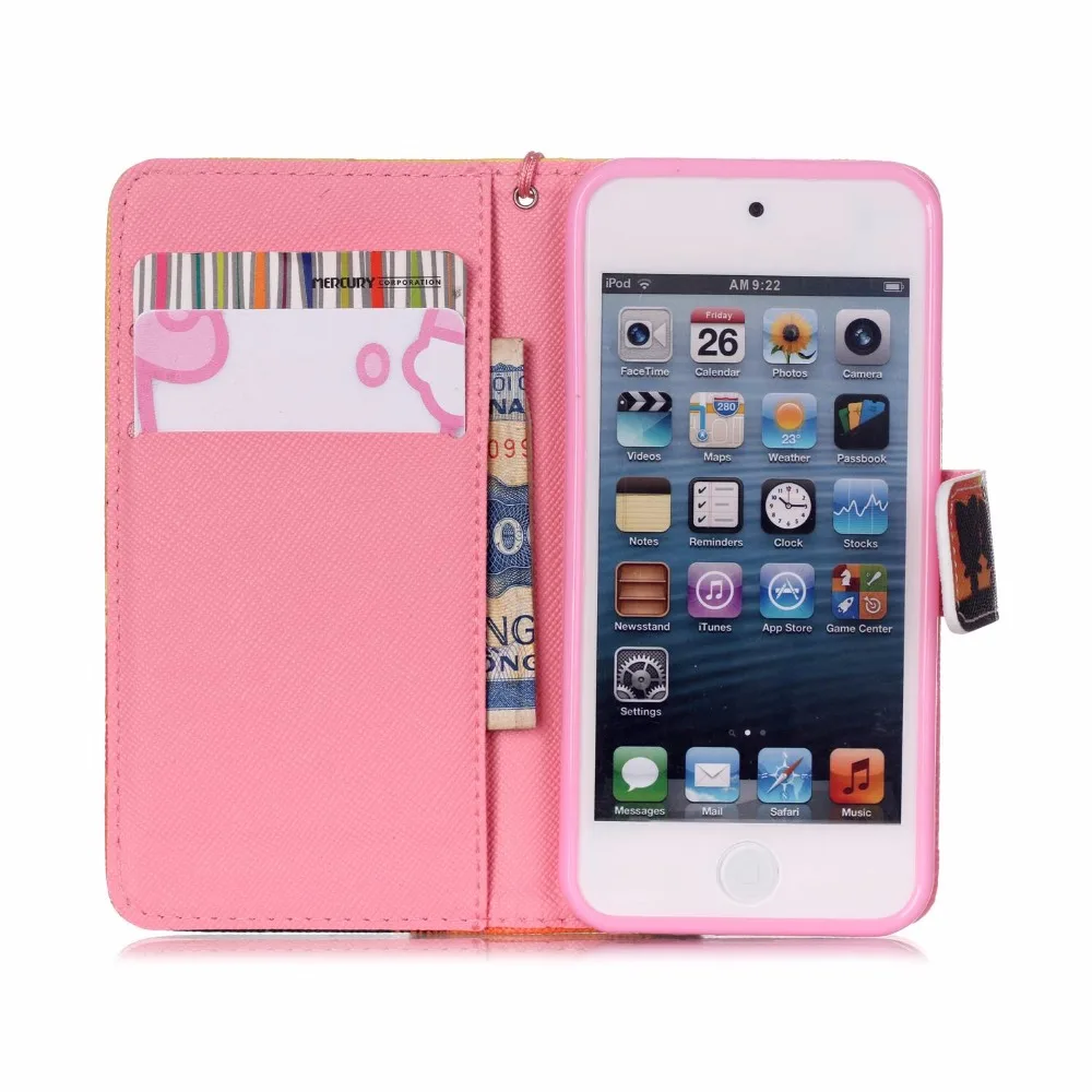 Новые моды Флип Кожаный Силиконовый Магнитный Стенд Wallet Чехол Для Apple iPod Touch 5 touch6