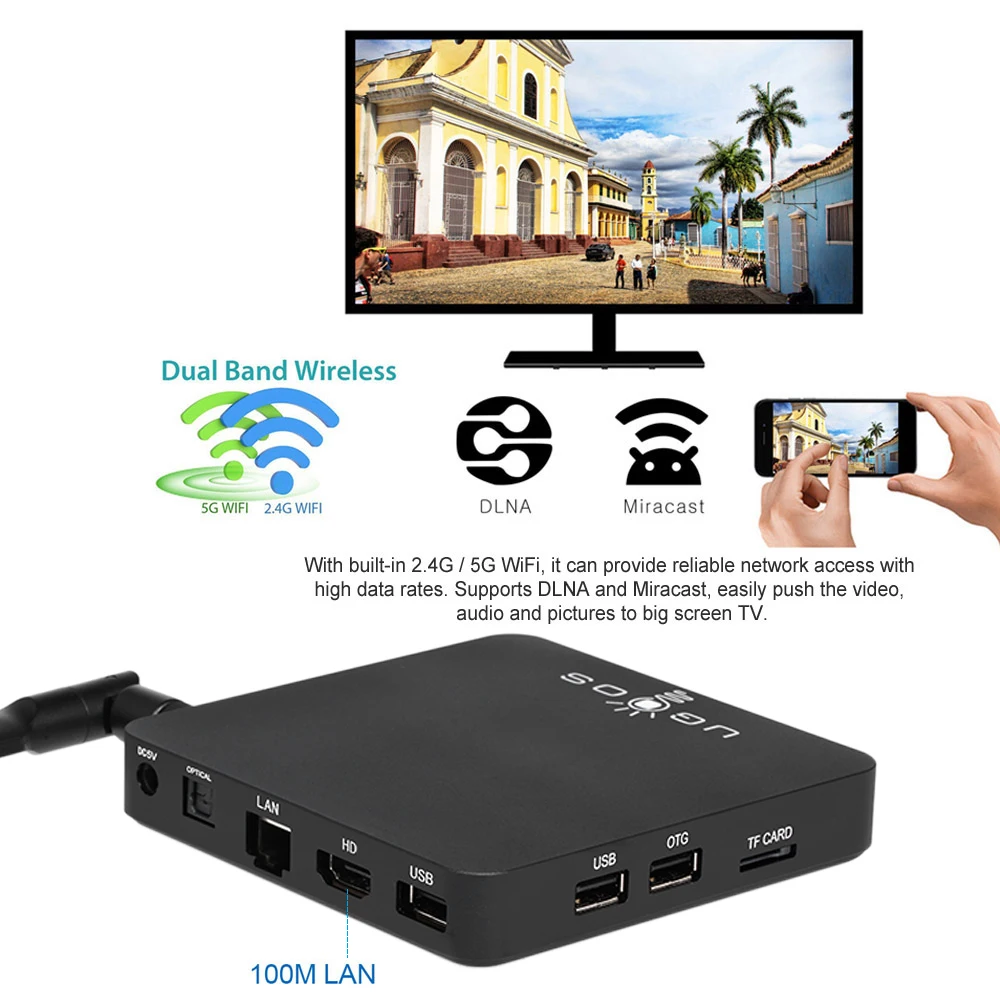 Приставка Смарт ТВ AM3 Android 7 1 2 + 16 ГБ 4K Wi Fi 1000 ГГц|ТВ-приставки и медиаплееры| |