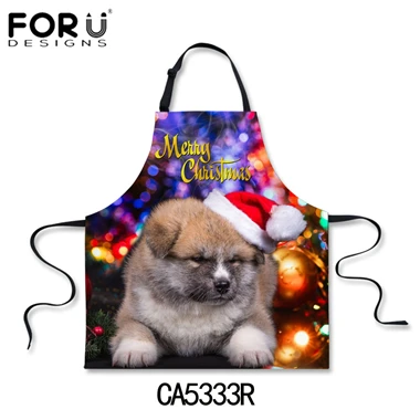 FORUDESIGNS/Merry Рождество кухня фартуки для женщин звавечерние ужин аксессуары животных собака кошка печатных забавные пособия по кулинарии шеф - Цвет: CA5333R