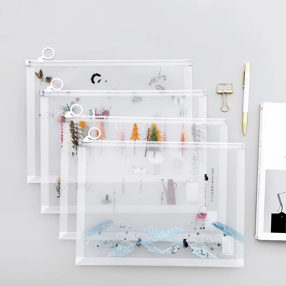 Милый растительный пейзаж папка для документов А4 кавайные канцелярские