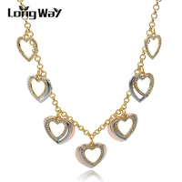 longway austrian crystal heart necklace love brand jewelry gold color link chain choker necklaces pendants for women sne150868