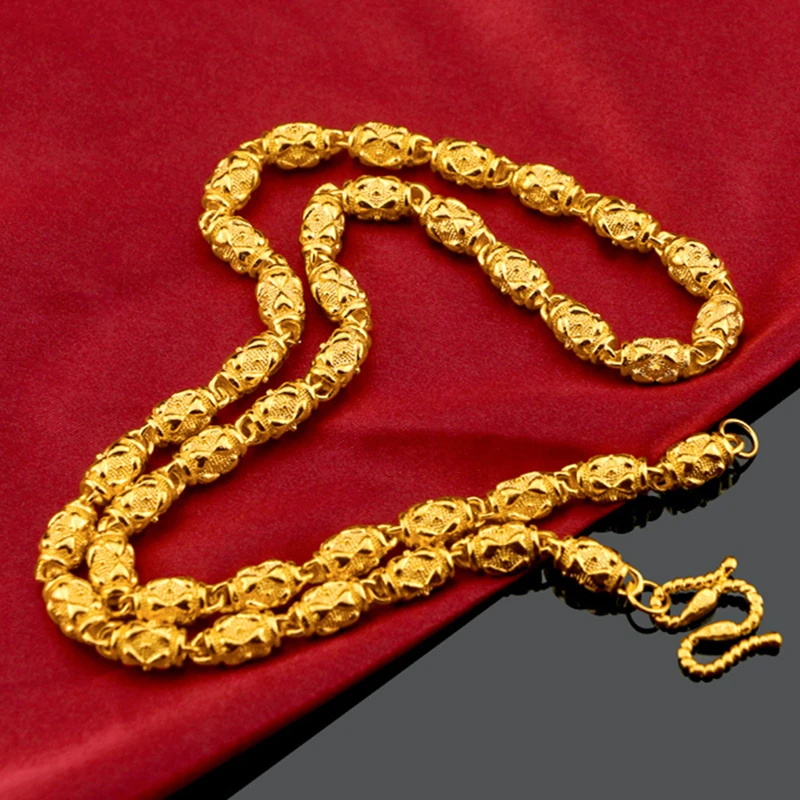 

7 мм сплошной овальные бусины Цепочки и ожерелья желтого золота с властная Мужская цепь Цепочки и ожерелья прохладный, ювелирное изделие, по...