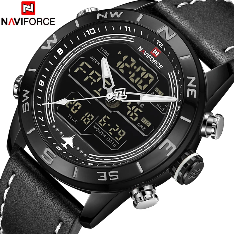 Новинка NAVIFORCE Wtach Мужские кварцевые наручные часы с кожаным ремешком мужские
