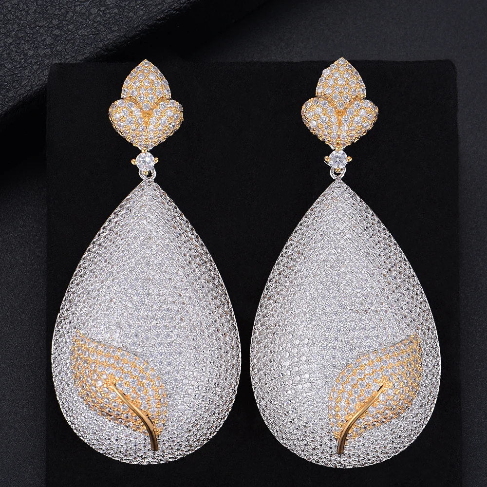 missvikki Noble Symbol Dangle Earings Eardrop Jewelry Big Waterdrop Fashion Full Cubic Zirconia Shiny Romantic Top Quality | Украшения и