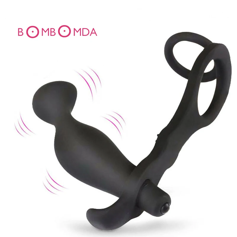 Черный силиконовый мужской вибрирующий массажер простаты петух кольцо Анальный