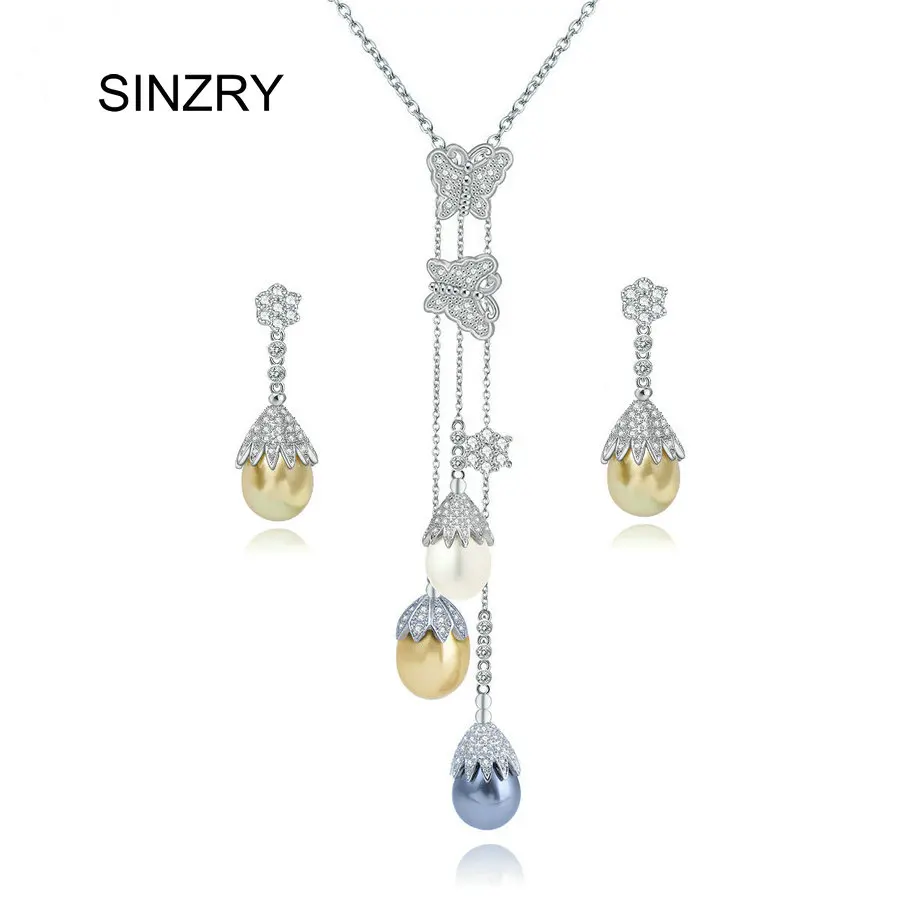 SINZRY Роскошные ювелирные изделия AAA кубический цирконий кисточка ожерелье Серьги