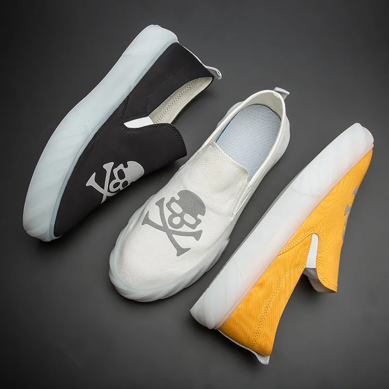 Мужские парусиновые туфли с черепами летние дышащие в Корейском стиле | Обувь