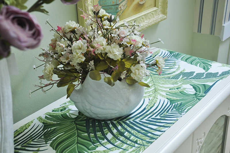 Tropical Rain Forest Plant decorative Cotton TableCloths Palm Leaf Linen cloth Table Runner Placemat for dining table Cloth | Дом и сад