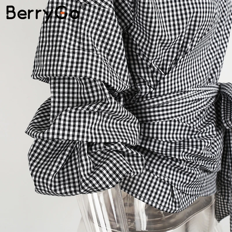 BerryGo с открытыми плечами белая блузка Сексуальная хлопковая крутая рубашка для