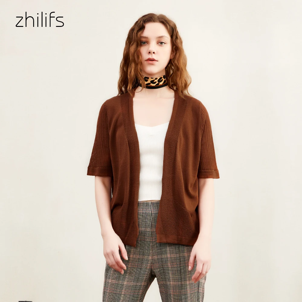 Женский трикотажный свитер Zhilifs с коротким рукавом на весну-лето 2019 |