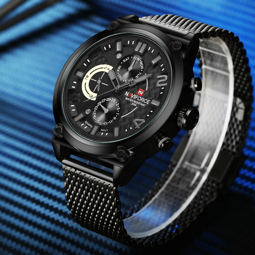 Топ Люксовый Бренд NAVIFORCE Человек Водонепроницаемые Часы мужские Аналоговые