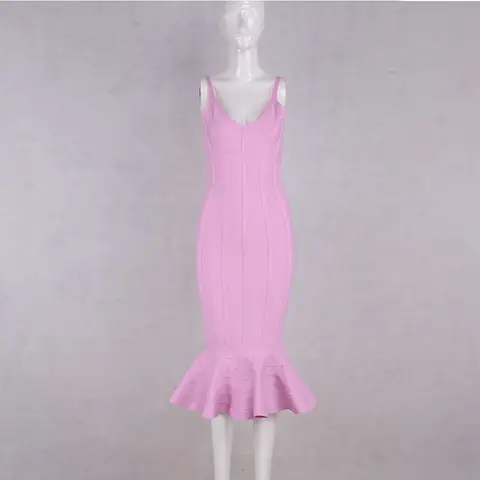 Женское летнее платье-Русалка на бретелях-спагетти с V-образным вырезом