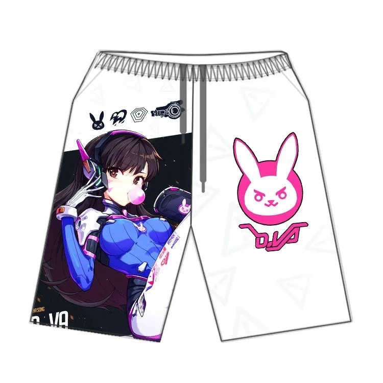 1 Новинка, мужские шорты с 3D принтом игры OW D. VA, Гавайские пляжные шорты с 3d принтом, повседневные мужские шорты в стиле хип-хоп, летние мужские шорты - Цвет: 1