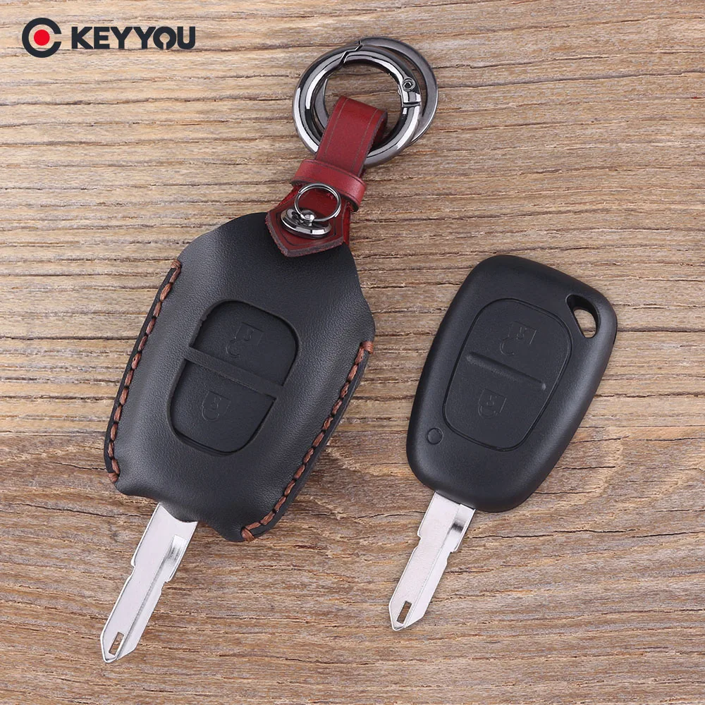 Фото Кожаный чехол для ключей KEYYOU Renault traffic Master Vivaro Movano Kangoo брелок с 2 кнопками |
