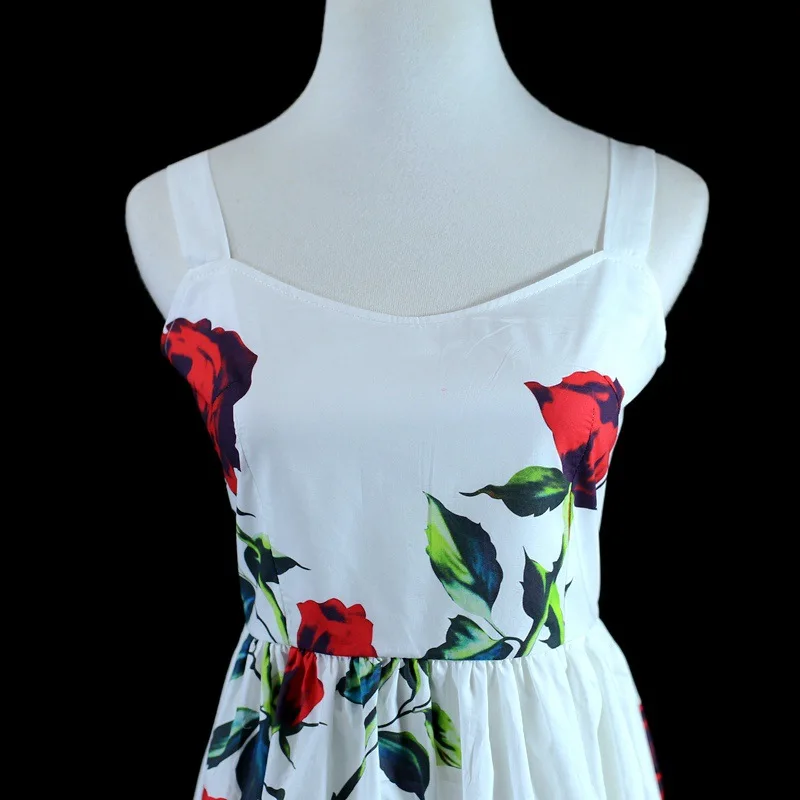 Платья для мамы и дочки с розами на лето без рукавов мам дочек платье Пижама