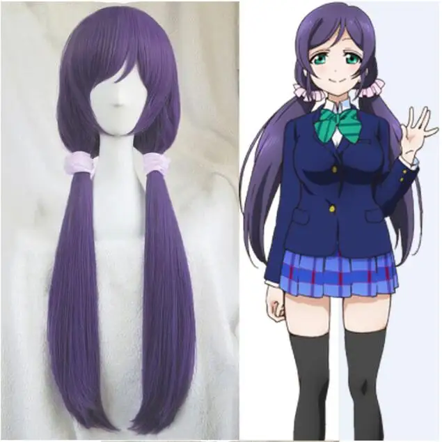 Аниме LoveLive! Nozomi Tojo косплей парик длинные фиолетовые термостойкие синтетические волосы парики+ парик колпачок+ розовые повязки для волос