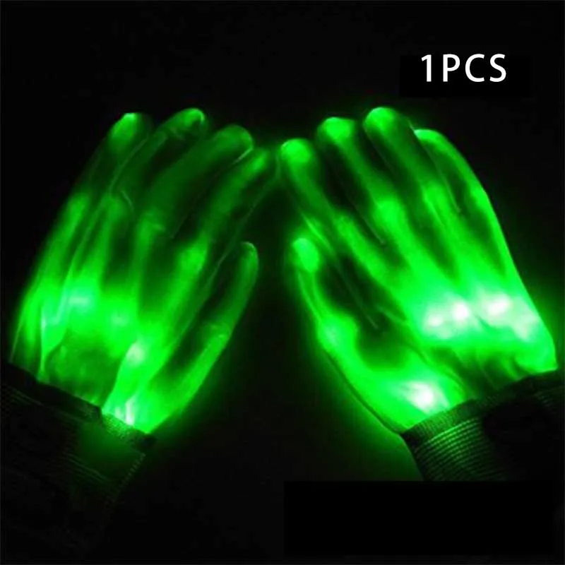 1 шт. креативные цветные светодиодные перчатки Rave светильник Finger светильник ing мигающая перчатка s унисекс скелетная перчатка подарок мигающая перчатка AA - Цвет: Зеленый