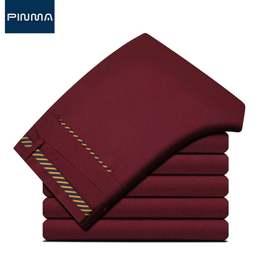 Мужская Бургундия Платье Брюки 2017 Мода Slim Fit Черный Костюм мужской Деловой брюки