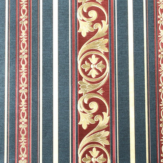 Европейская роскошная Золотая полосатая настенная бумага из ПВХ 3D тиснение