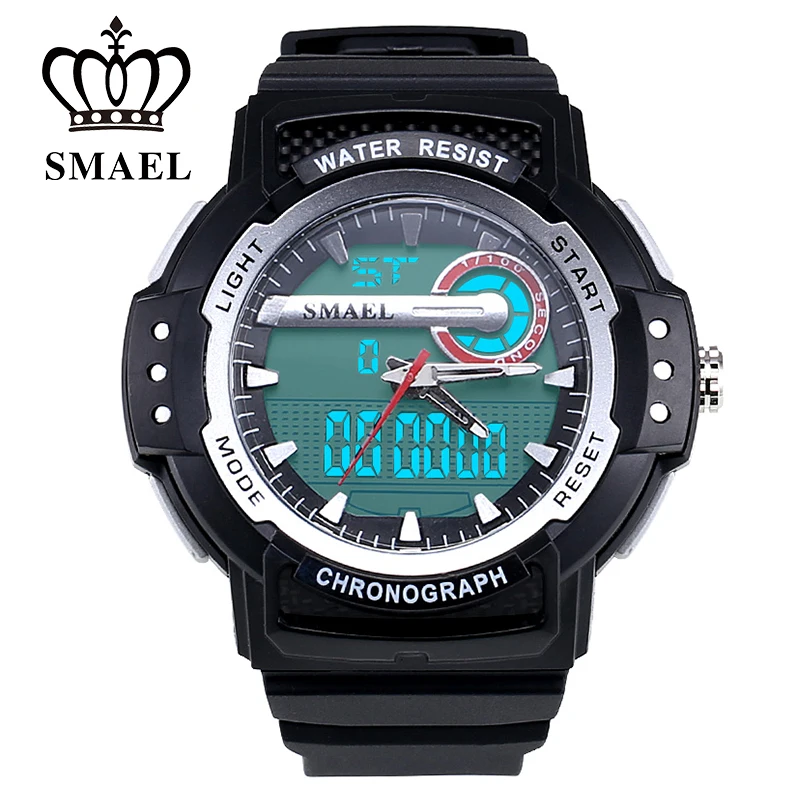 Мужские модные повседневные часы SMAEL мужские наручные с двойным дисплеем