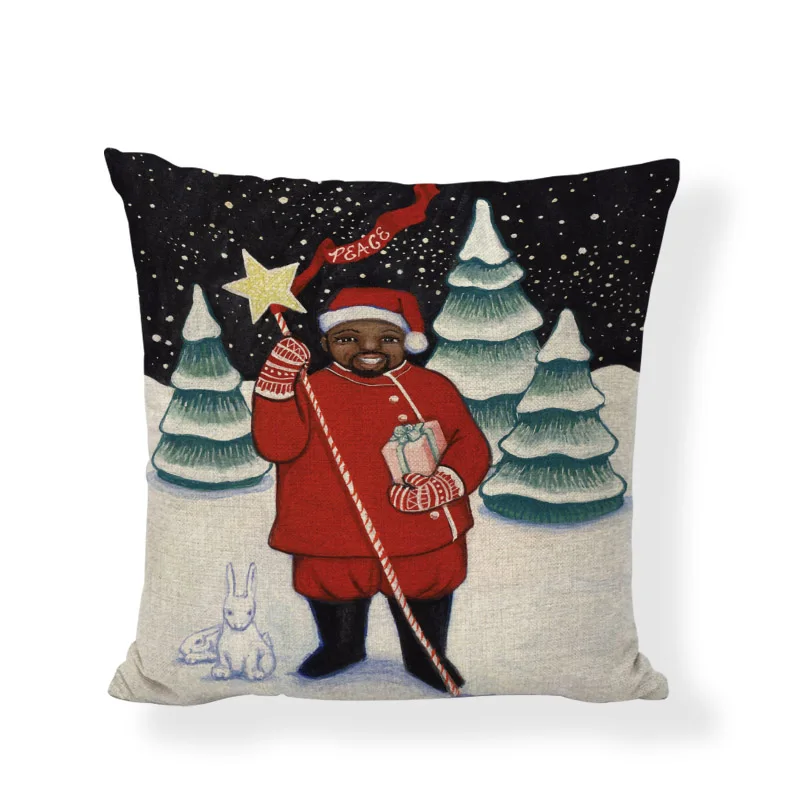 Наволочка на подушки Merry Christmas 45x45 см Санта Клаус милая собака автомобиль домашняя