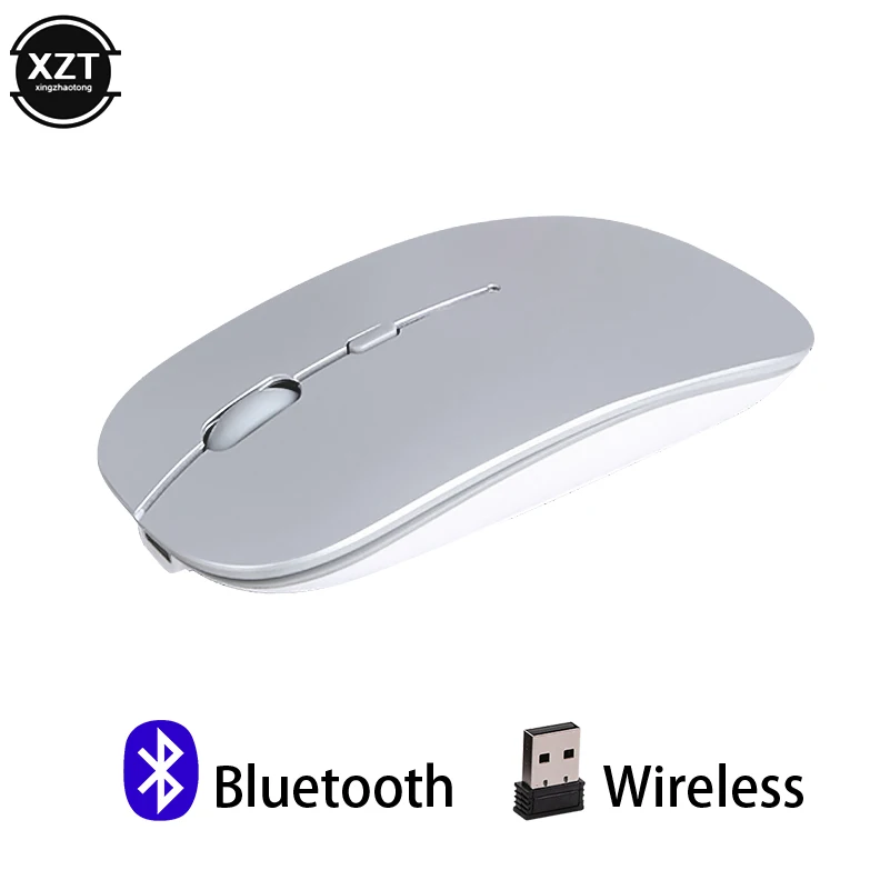 1 шт., беспроводная Bluetooth мышь, бесшумная компьютерная перезаряжаемая эргономичная мышь, 2,4 ГГц, USB, оптическая мышь для ноутбука, компьютера