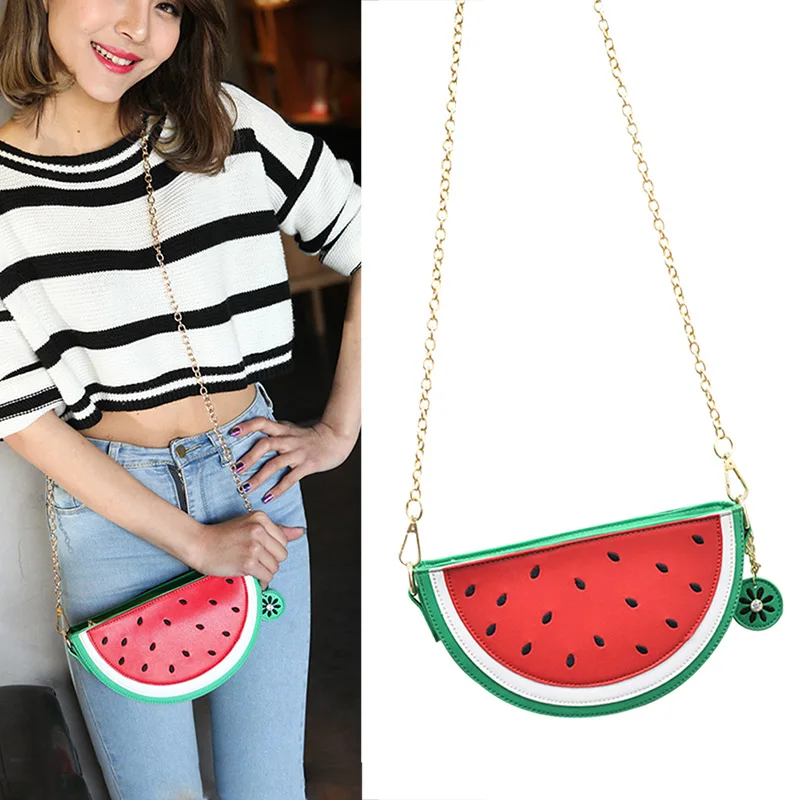 Сумка в форме арбуза оранжевого цвета вечерняя сумка-клатч с фруктовой цепочкой