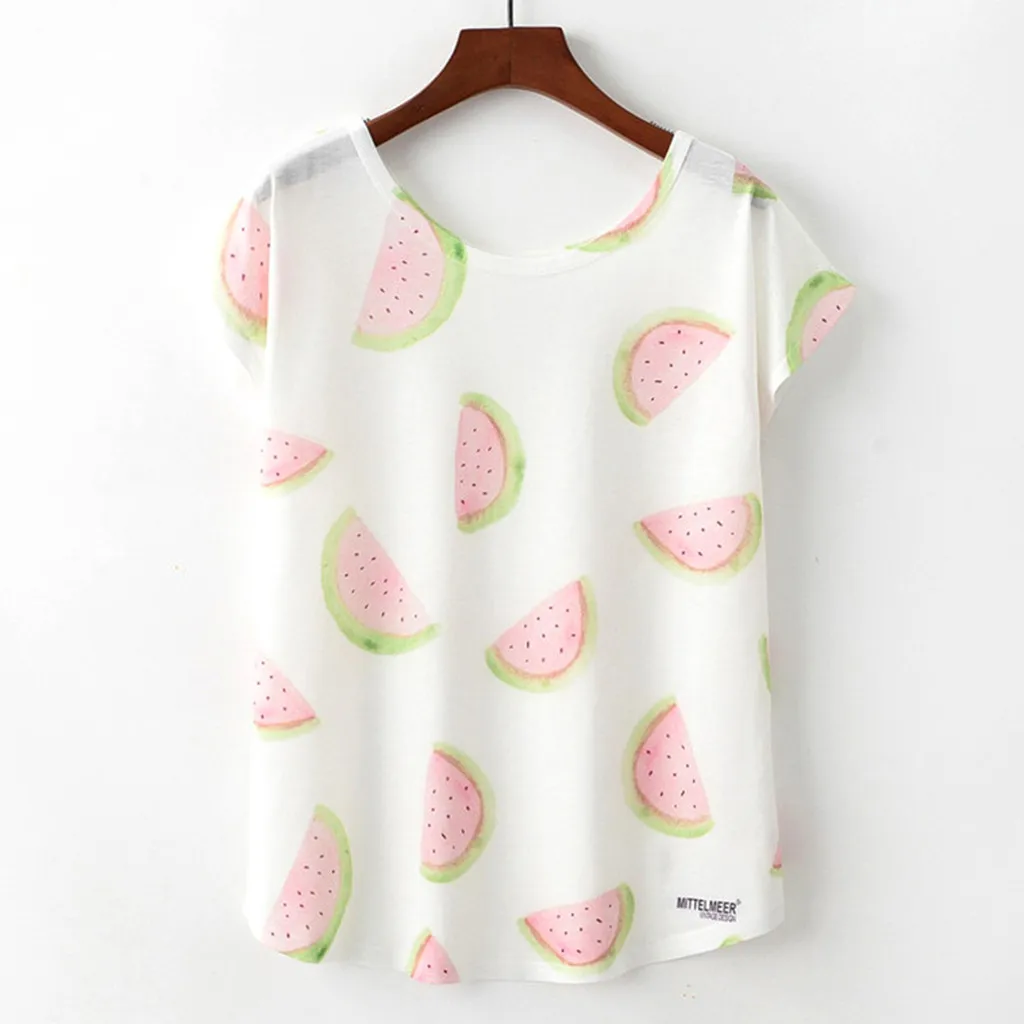 Лето 2019 женские модные топы с круглым вырезом и коротким рукавом свободный