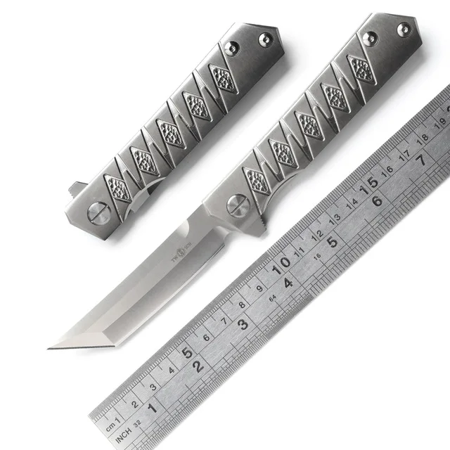 TWO SUN TS202 Tactical Flipper ball brearing folding knife D2 blade titanium camping Pocket knives outdoor Survival EDC Tools |