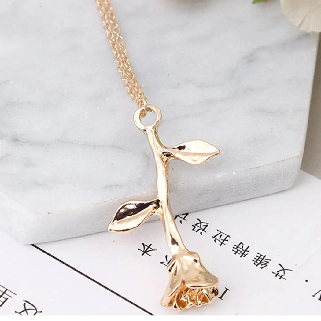 Женская мода ожерелье с подвеской в виде Розы повседневная жизнь подарок