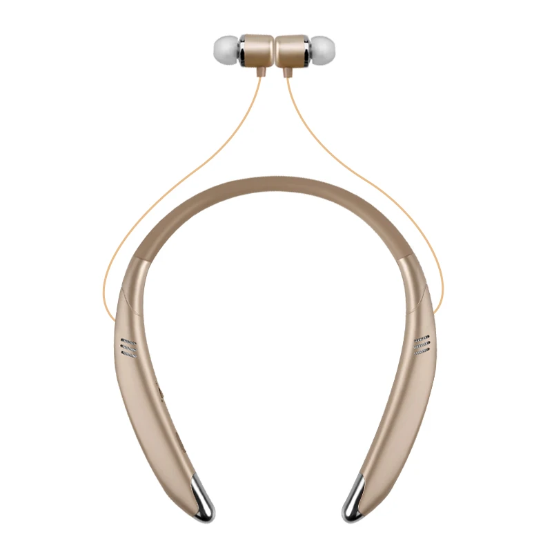 Champagne gold V8 спортивные Bluetooth наушники Встроенный микрофон Беспроводная легкая гарнитура с лентой на шею спортивные наушники с HIFI базовым динамиком - Цвет: Champagne gold