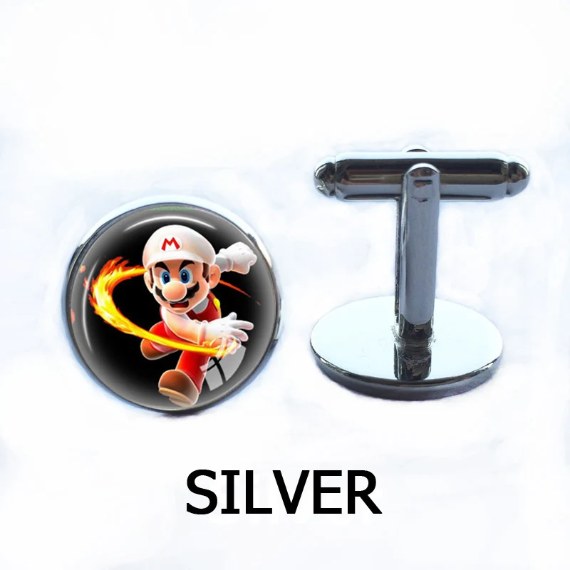 Super Mario Bros Nintendo серебряные запонки гриб рубашка мужчины bouton манжетой мужчины groomsmen свадебные подарки близнецы - Окраска металла: 9
