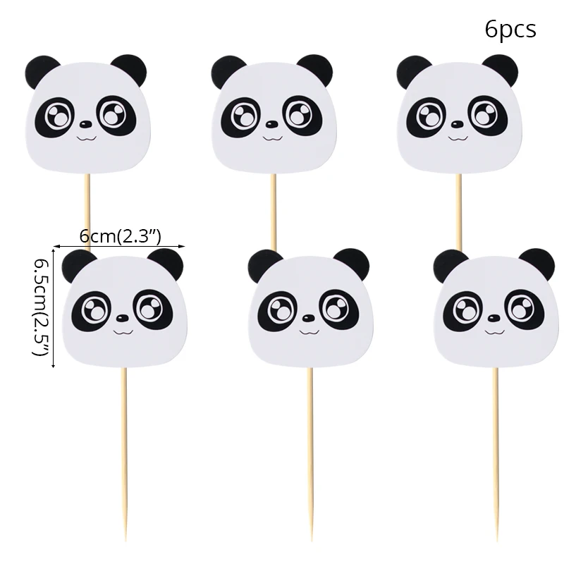 1 шт Panda на день рождения Фольга шары День рождения украшения дети бамбуковый лес животного надувные шаре Baby Shower Декор Globos - Цвет: cupcake topper