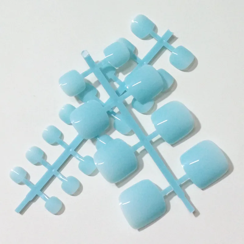Sky blue 24 шт. белые акриловые накладные ногти для пальцев ног карамельного цвета накладные ногти для пальцев ног DIY Маникюрный Инструмент для маникюра - Цвет: Sky blue