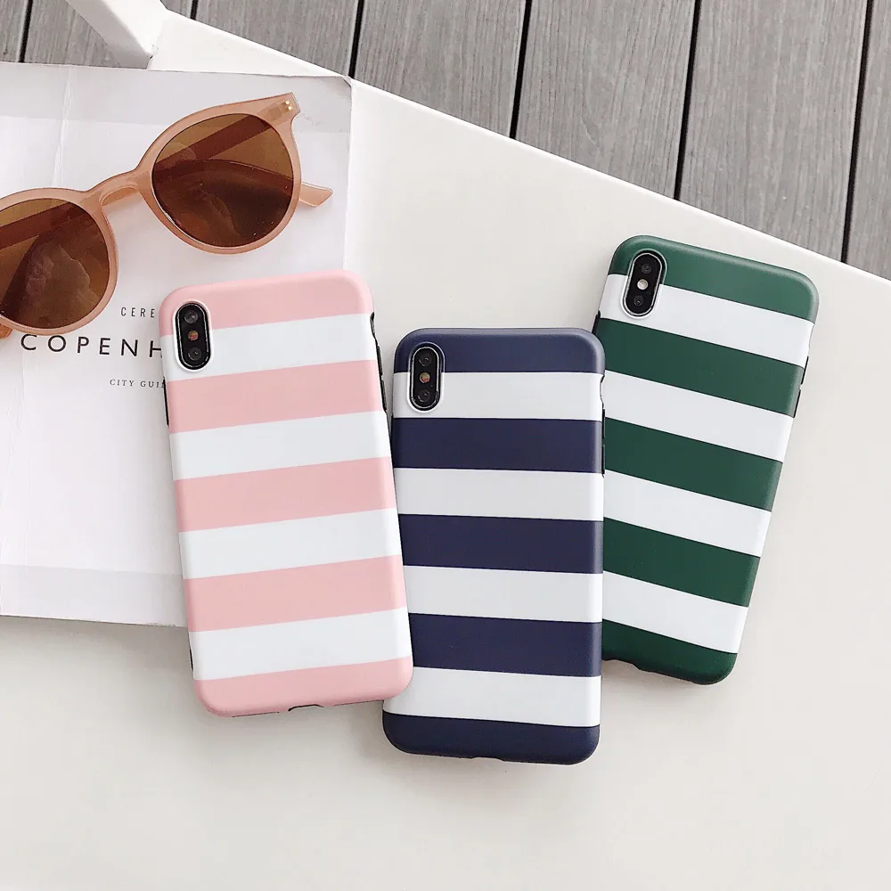 Простой чехол в полоску для телефона Iphone XS MAX X XR 7 8 Plus 6 S силиконовый Coque Fundas