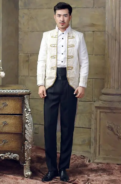 

Embroidery men tuxedo suits designs stand collar homme terno stage costumes for singers men blazer european clothes star style