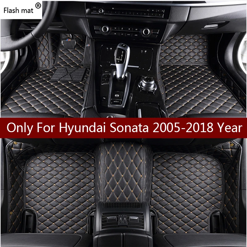 Flash mat кожаные автомобильные коврики в салон для Hyundai Sonata 2006 2013 2014 2015 2016 2017 2018