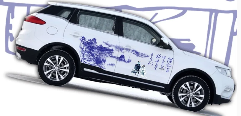 Наклейки для автомобиля с левой стороны китайские чернила Flowe креативная